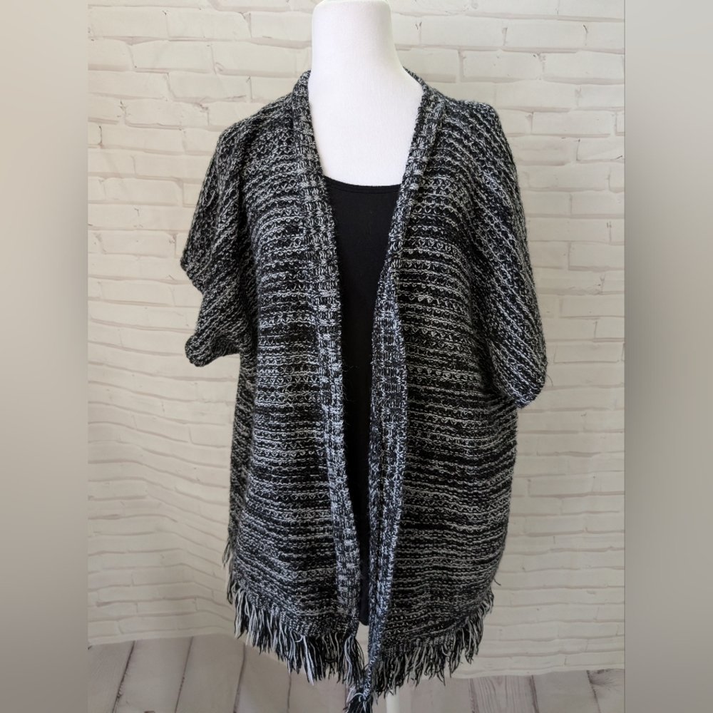 Indigo  Open-Front Cardigan with Fringe